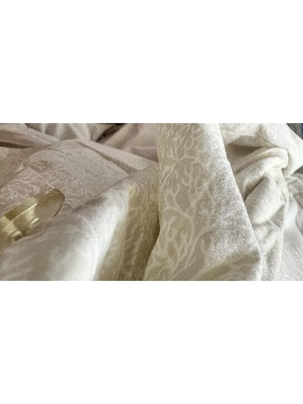 Martha Stewart KING Duvet Cover 100% PIMA Cotton Tan White Botanical Bedding